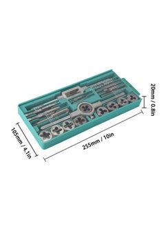 NIBEMINENT 20-Piece Steel Alloy Tap And Die Set With Adjustable Wrench Silver/Green  - Image 3