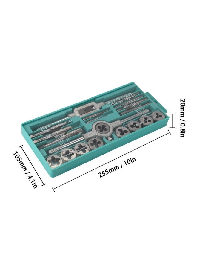 نيبمينينت 20-Piece Steel Alloy Tap And Die Set With Adjustable Wrench Silver/Green  - Image 3