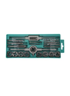 NIBEMINENT 20-Piece Steel Alloy Tap And Die Set With Adjustable Wrench Silver/Green  - Image 1