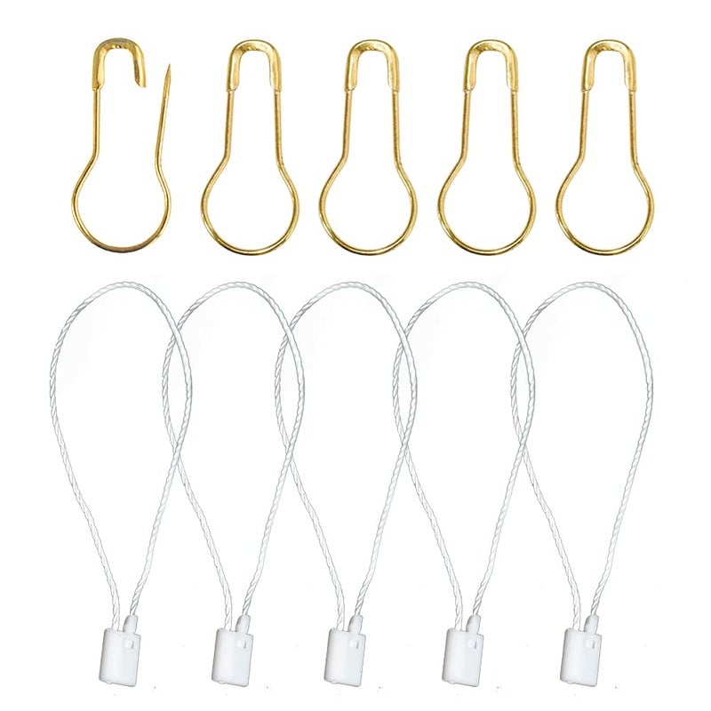 500Pcs White Hang Tag Fasteners Nylon Snap Lock and 500Pcs 08 Inch Golden Metal Ground Pins Clothes Tag Pins for Crafting and DIY White String Gold pin