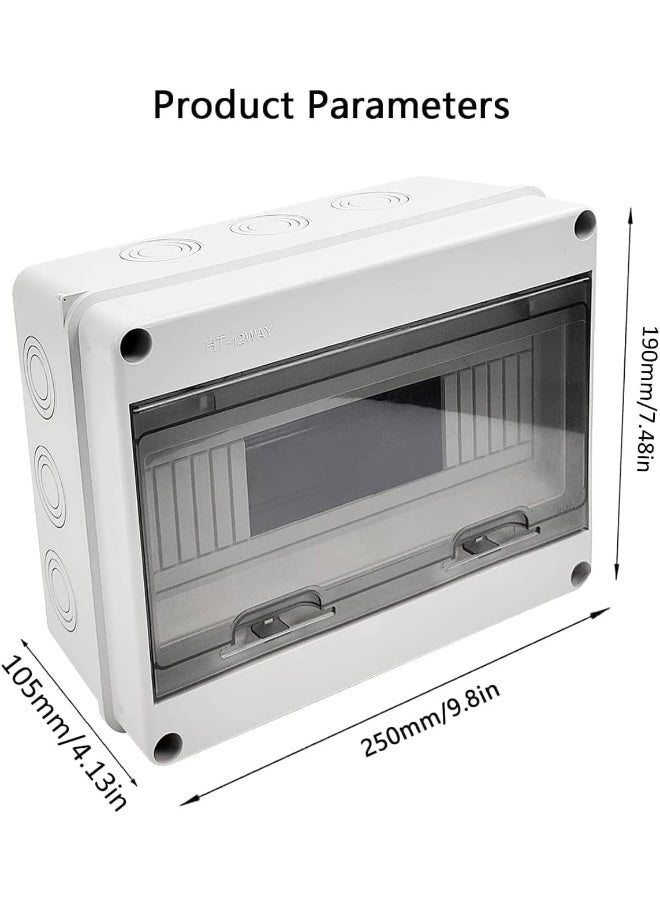 melfi Ip65 Abs Transparent Cover Electrical Box Waterproof Distribution Protection Box For Circuit Breaker Indoor Wall-Mount And Din Rail Power Switch Control 12 Way - Image 2