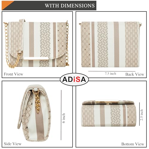 ADISA Women Girls Stripes Cross Body Sling Bag (SL5100-BEI_Beige) - Image 2