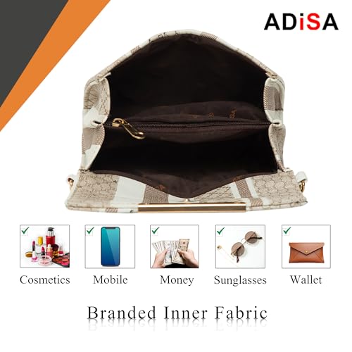 ADISA Women Girls Stripes Cross Body Sling Bag (SL5100-BEI_Beige) - Image 5