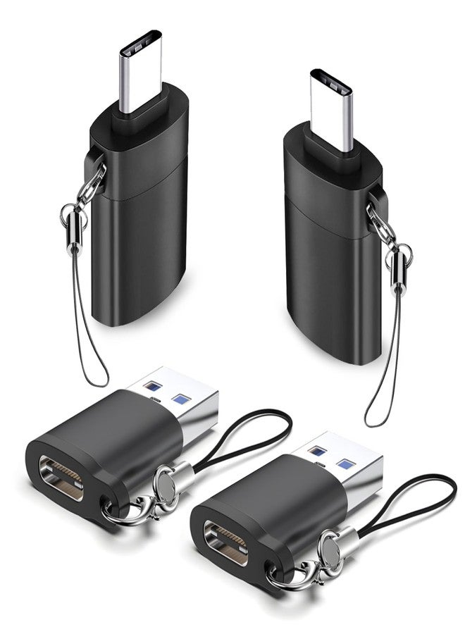OITYEUF 4 Pack USB to USB C Adapter, 2Pack Type C Female to A Male Converter，2Pack USB C Male to USB 3.0 Female OTG Converter for Apple Watch Ultra 8 9,iPhone 16 15 Pro Max 14 13,AirPods, Samsung S24S Black - Image 1