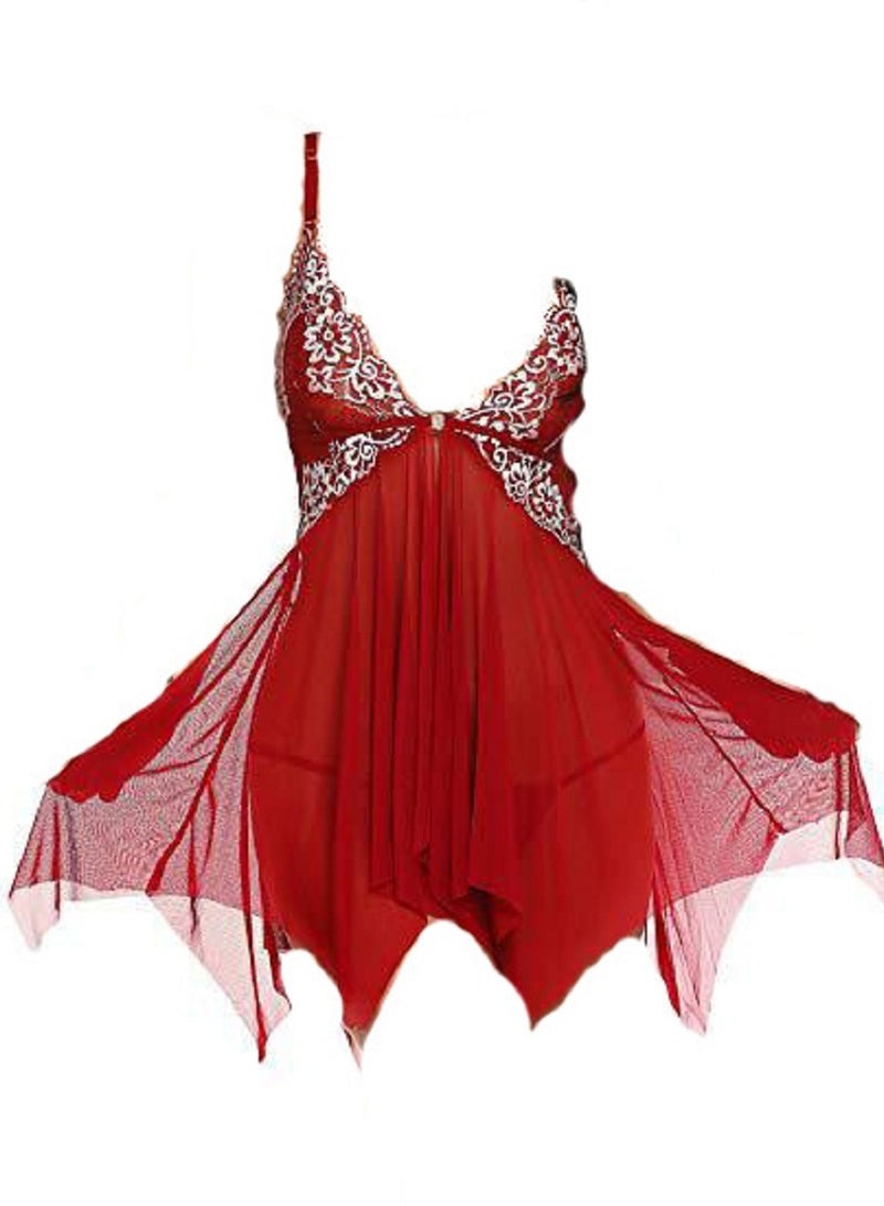 Women Lace Babydoll V Neck Sleepwear Nightdress.  - Image 1