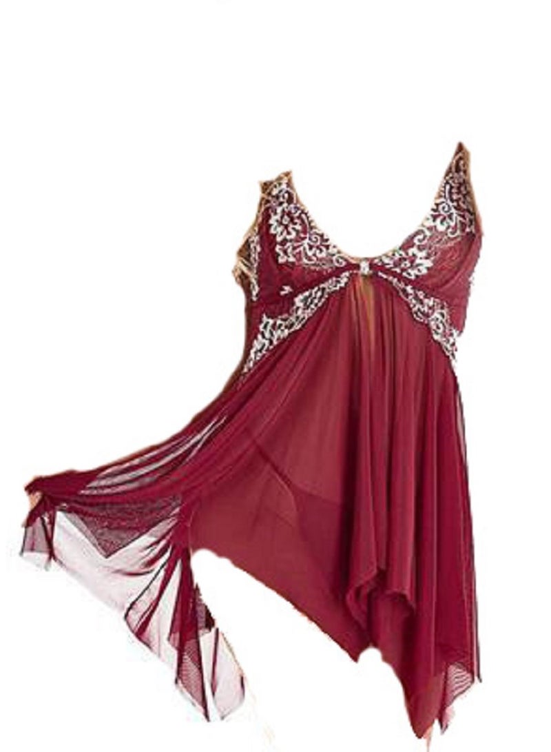 Women Lace Babydoll V Neck Sleepwear Nightdress.  - Image 2