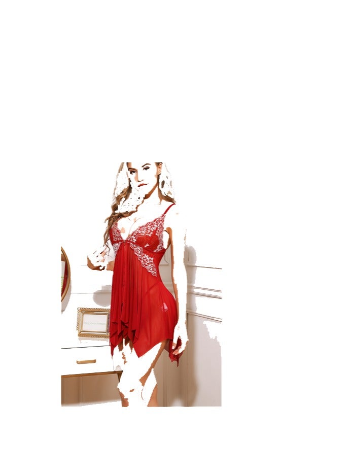 Women Lace Babydoll V Neck Sleepwear Nightdress.  - Image 3