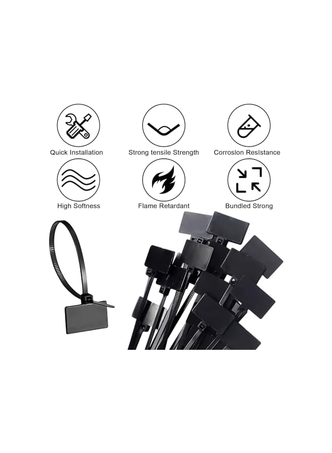 promass Cable Ties, 250pcs Wire Ties with 6in Label and 1pcs Marker Pens, Self-Locking Plastic Cable Ties for Home, Office - Image 4