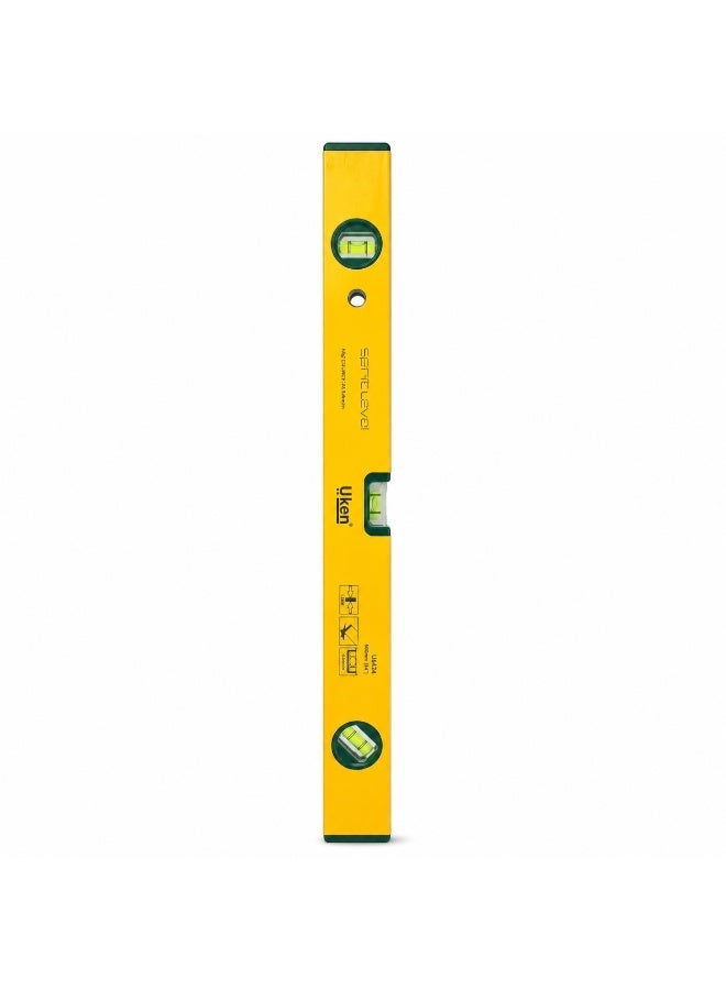 Uken U6424 Spirit Level 600mm 24 Inch With Magnetic Base, Aluminium Bubble Level Ruler With 3 Vials For Construction, Carpentry, Plumbing, Tiling And DIY Work - Image 1