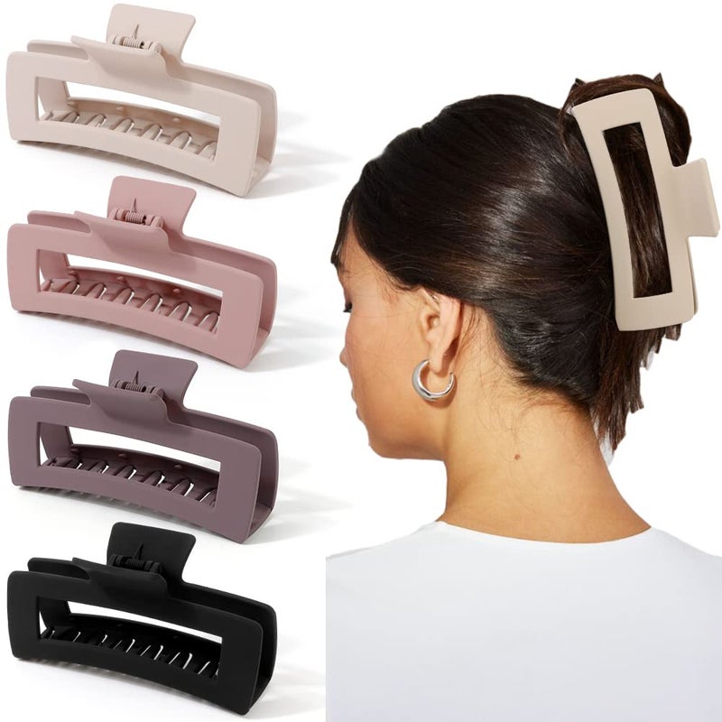 Ahoney Extra Large Hair Clips for Thick Long Hair - XL Oversized Giant Matte Banana Jumbo Jaw Clips, Strong Hold Hair Accessories for Women (Neutral) - Image 1