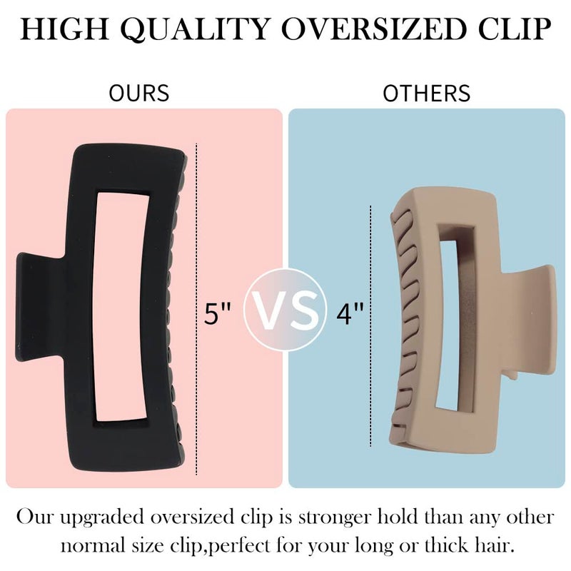 Ahoney Extra Large Hair Clips for Thick Long Hair - XL Oversized Giant Matte Banana Jumbo Jaw Clips, Strong Hold Hair Accessories for Women (Neutral) - Image 3