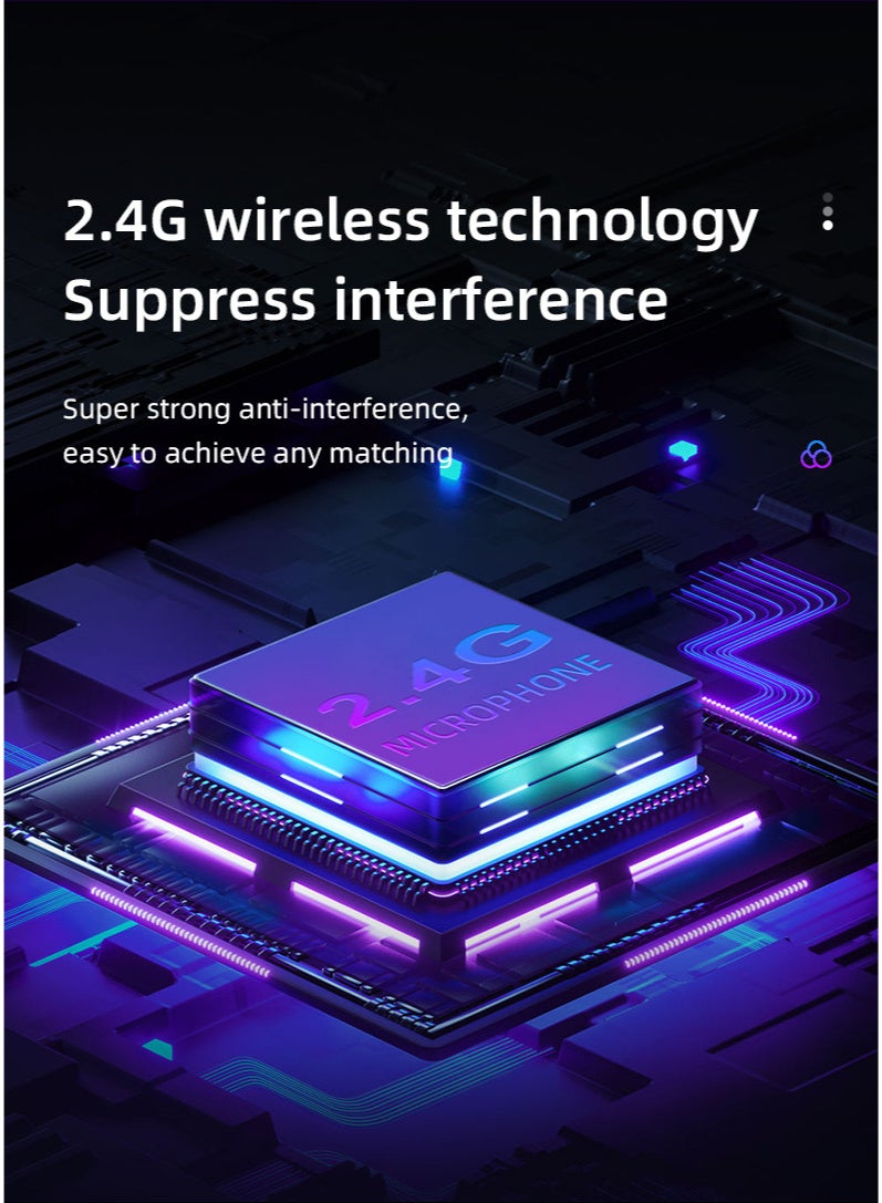 ميكروفون كاريوكي لاسلكي احترافي UHF محمول باليد من ZFSZ بإضاءة RGB متغيرة، جهاز استقبال قابل لإعادة الشحن بمنفذ 6.35 ملم - Image 4