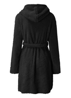 RATSAW Women Hooded Bathrobe Fleece Lightweight Soft Plush Flannel Sleepwear Fleece Hooded Bathrobes Night Sleepwear Women's Mid Length Plush Robe  - Image 4