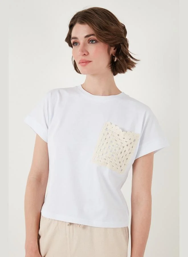 Lela Lela Cotton Single Pocket Regular Fit Crew Neck T-Shirt Women's T-SHIRT 5865818