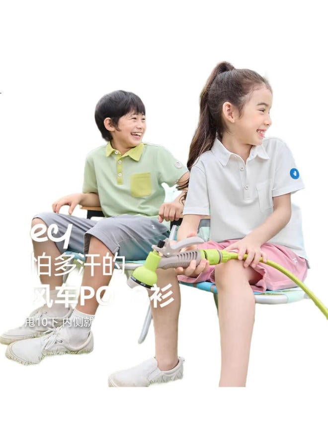 Heybetter Children'S Polo Shirt, Spring And Summer Moisture-Wicking Quick-Dry Short Sleeve T-Shirt For Boys And Girls, Off-White, Size 140 - Image 3