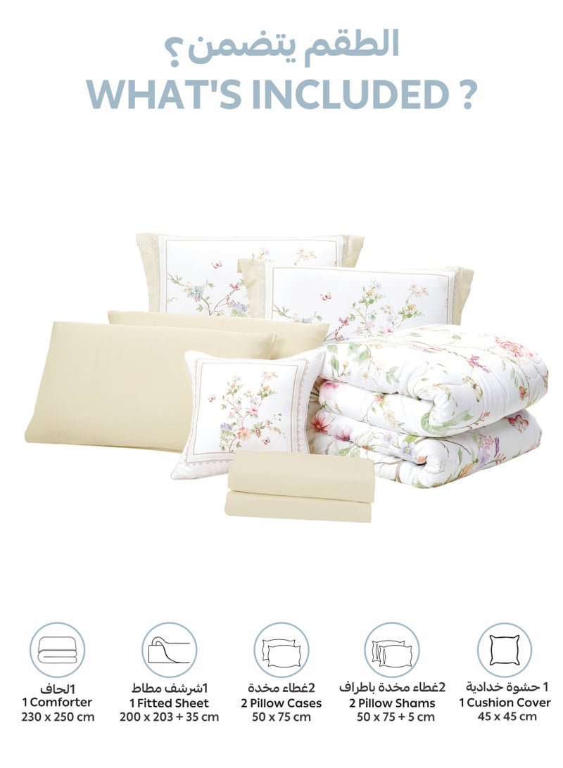 دوناتيلا طقم مفرش سرير كامل 6 قطع مقاس مزدوج 240×260 سم , مايكروفايبر ناعم , تطريز مشجر انيق يناسب سرير 200×200سم - Image 4