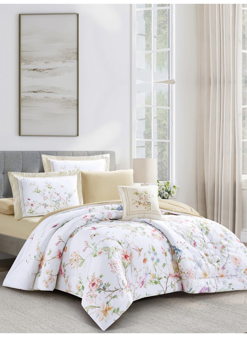 دوناتيلا طقم مفرش سرير كامل 6 قطع مقاس مزدوج 240×260 سم , مايكروفايبر ناعم , تطريز مشجر انيق يناسب سرير 200×200سم - Image 2