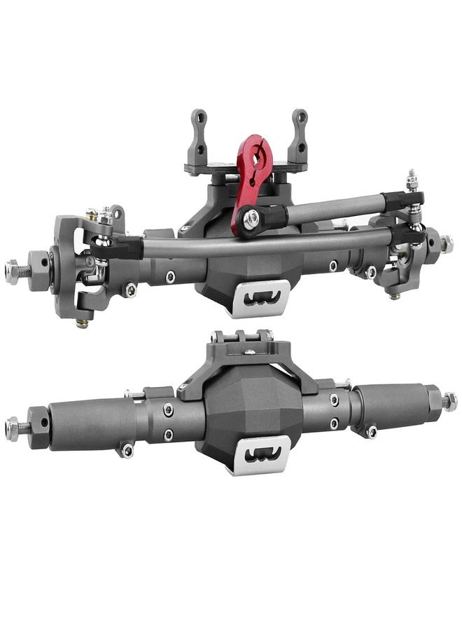 HYBDX RC CNC Aluminum Anodized Diamond Pattern Front and Rear Axle Kit Upgrade for 1/10 RC Track Vehicle SCX10 II 90046 90047 (Grey) - Image 1