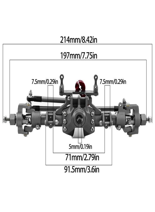 HYBDX RC CNC Aluminum Anodized Diamond Pattern Front and Rear Axle Kit Upgrade for 1/10 RC Track Vehicle SCX10 II 90046 90047 (Grey) - Image 2