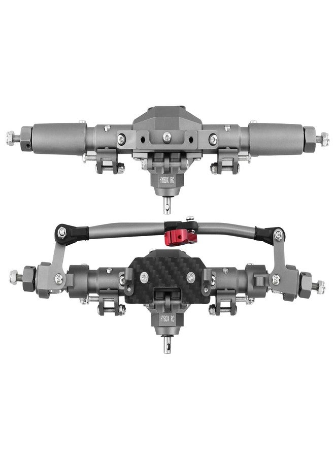 HYBDX RC CNC Aluminum Anodized Diamond Pattern Front and Rear Axle Kit Upgrade for 1/10 RC Track Vehicle SCX10 II 90046 90047 (Grey) - Image 4