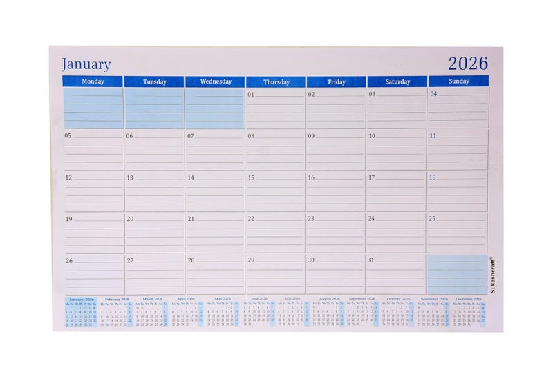 Sukeshcraft Table Planner Calendar 2026 (January 2026 – December 2026) (18.5"x13"Inch.) (2Tone Brown) - Image 5
