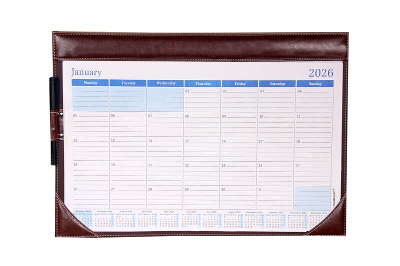 Sukeshcraft Table Planner Calendar 2026 (January 2026 – December 2026) (18.5"x13"Inch.) (2Tone Brown) - Image 2