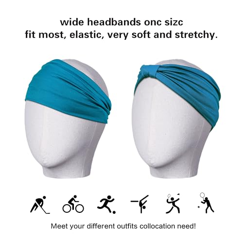 GiLi 6 Pack Wide Headbands for Women Non Slip Soft Elastic Hair Bands Yoga Running Sports Workout Gym Head Wraps, Knotted Cotton Cloth African Turbans Bandana (with 6 Pcs Hair Ties) - Image 4