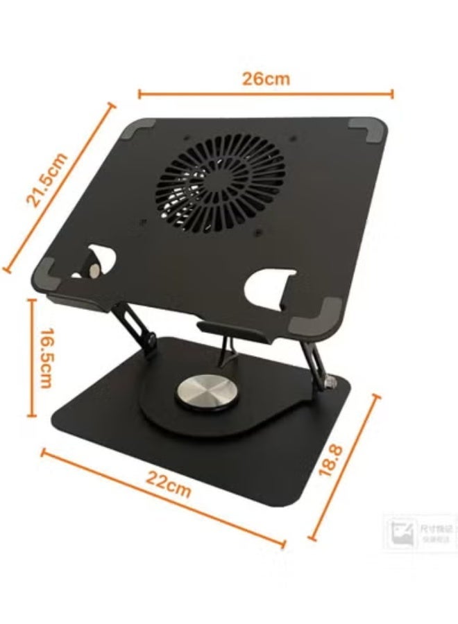 360-degree rotating laptop stand with built-in cooling fan, made of carbon steel, for 12-17 inch devices and supports up to 5 kg. - Image 4