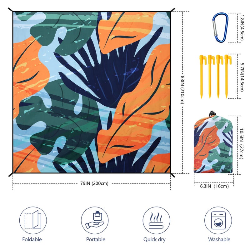 HIHOHO Beach Blanket Waterproof Sandproof Extra Large Beach Mat 79" X 83"/120"x108"for 1-8 Adults Quick Drying Durable Outdoor Picnic Mat for Beach Travel Camping Hiking - Image 2