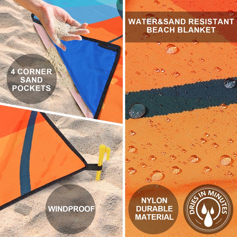 HIHOHO Beach Blanket Waterproof Sandproof Extra Large Beach Mat 79" X 83"/120"x108"for 1-8 Adults Quick Drying Durable Outdoor Picnic Mat for Beach Travel Camping Hiking - Image 3