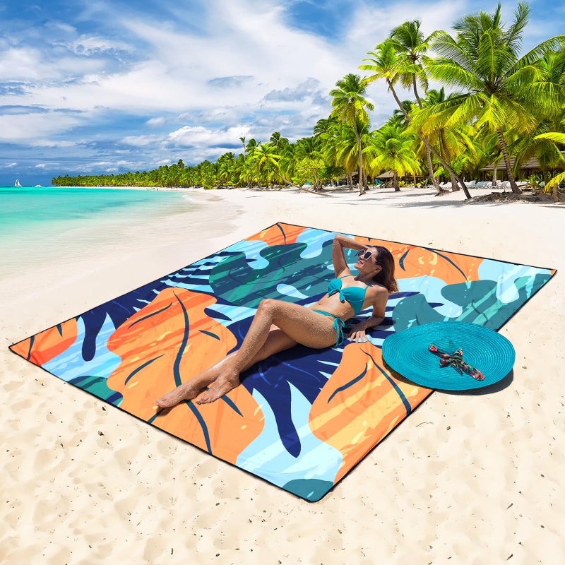 HIHOHO Beach Blanket Waterproof Sandproof Extra Large Beach Mat 79" X 83"/120"x108"for 1-8 Adults Quick Drying Durable Outdoor Picnic Mat for Beach Travel Camping Hiking - Image 4