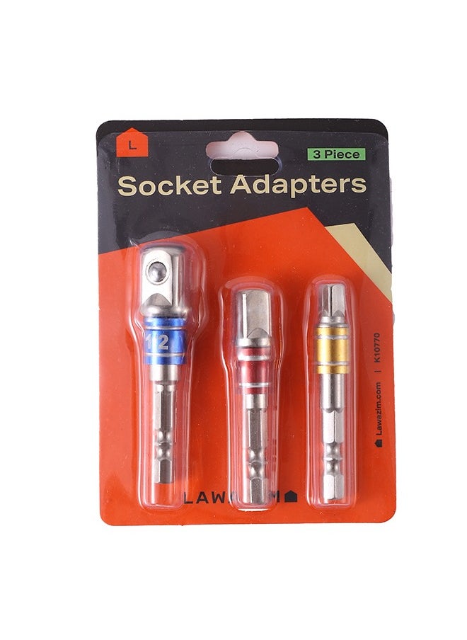 LAWAZIM Socket Adapters 3-Piece | Power Hand Tools Sockets Adapter sets, Hex Square Nuts Driver Drill Impact Socket Extension Bit Adapter Socket  - Image 4