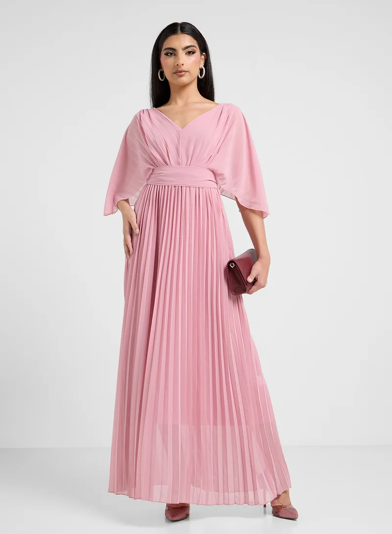 ELLA Pleated Chiffon Dress