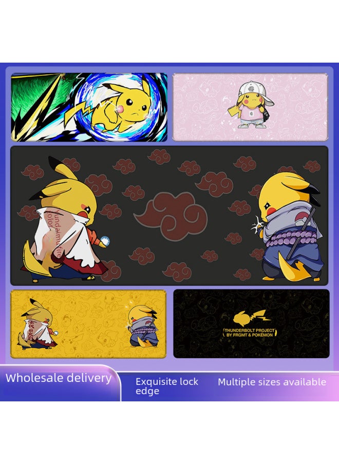Pikachu Mouse Pad Oversized Lock Edge Thickened Game Keyboard Pad Animation Office Animation Thickened Table Pad-Color:800x300mm 5mm-Pattern:kdyg46  - Image 2