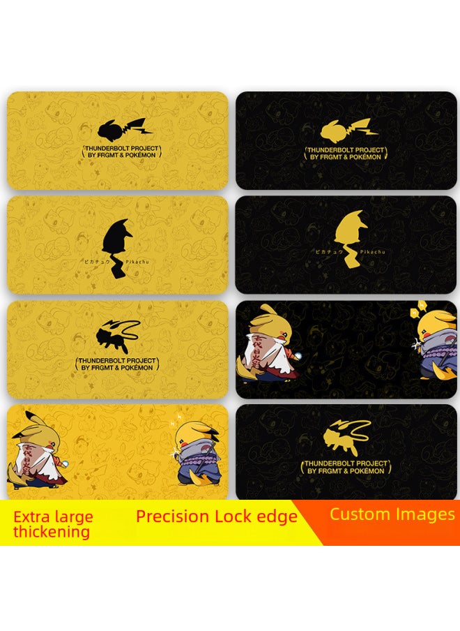 Pikachu Mouse Pad Oversized Lock Edge Thickened Game Keyboard Pad Animation Office Animation Thickened Table Pad-Color:800x300mm 5mm-Pattern:kdyg46  - Image 3