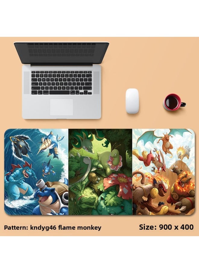 Pikachu Mouse Pad Oversized Lock Edge Thickened Game Keyboard Pad Animation Office Animation Thickened Table Pad-Color:800x300mm 5mm-Pattern:kdyg46  - Image 1