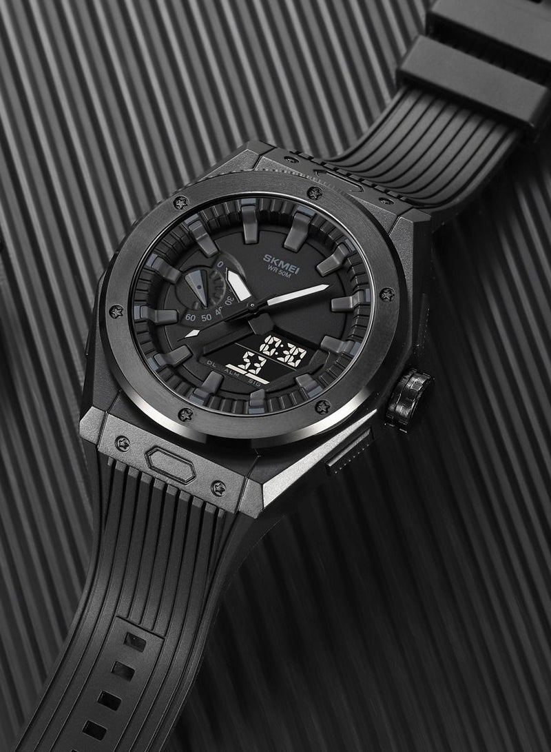 Watches for Men Sports Water Resistant Analog Digital Watch PU Strap Black 2103 - Image 4