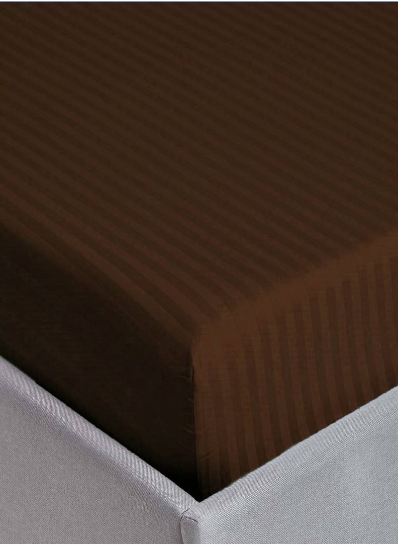 MAXQON - Deep Fitted Elastic Bedsheet Set With Pillow Covers, King/Queen/Double/Single Sizes, Color Brown, Depth 30cm - Image 1
