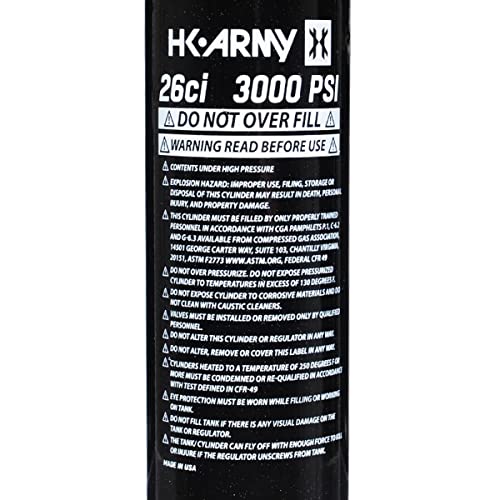 HK Army 26ci/3000psi Aluminum Compressed Air HPA Paintball Tank Air System - Black - Image 5