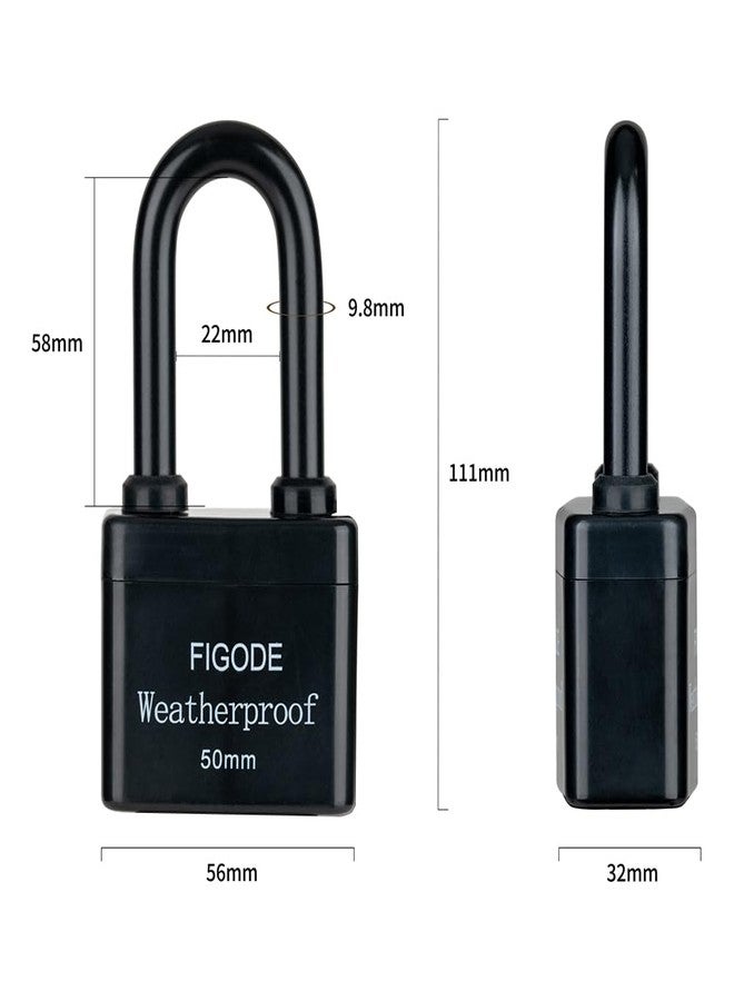 FIGODE® Outdoor Waterproof Padlock, Large Heavy Duty Sturdy Covered Laminated Steel Keyed Lock, 2.2 in. Wide, Long Padlock - Image 2