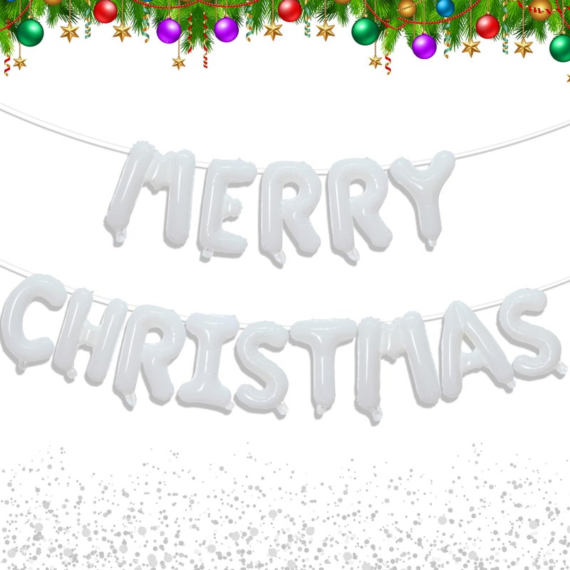 Tellpet Merry Christmas Balloons Banner Christmas Party Decorations White - Image 3