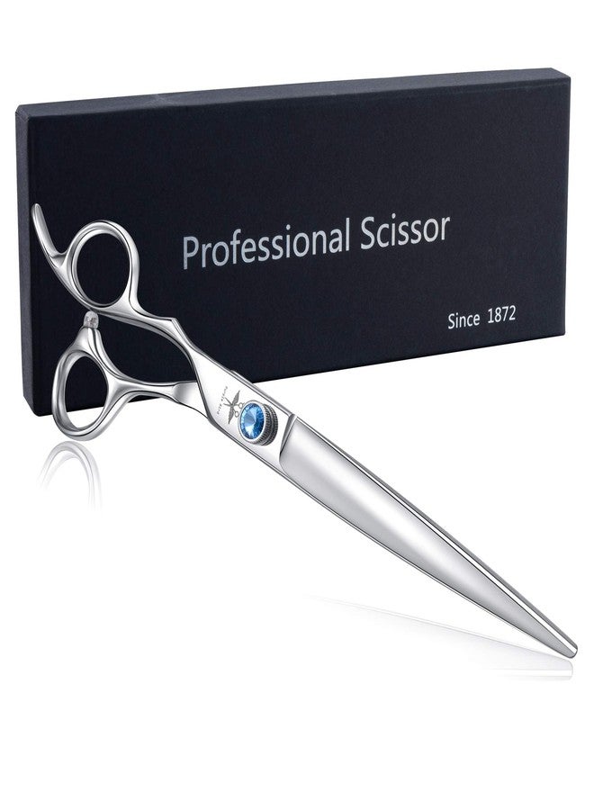 PURPLEBIRD 8 Inch Left Handed Straight Dog Grooming Scissors Professional Pet Cutting Shears Safety Noiseless Blunt Tip Trimming Shearing for Dogs Cats Japanese Stainless Steel Silver - Image 5