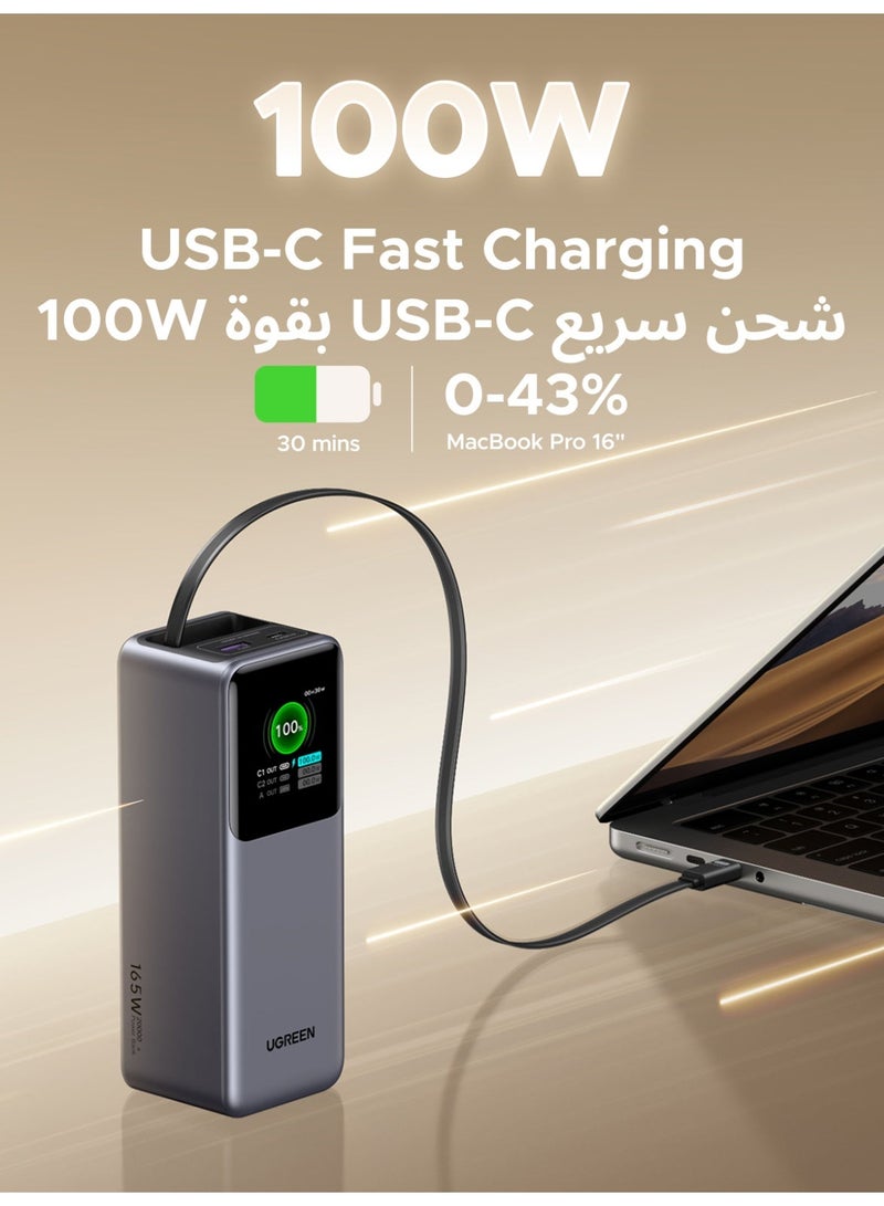 Ugreen 20000mAh 165W Laptop Power Bank 1A1C with Built-in 0.7M Retractable Type C Cable Fast Charging Portable Charger Battery Pack With LED Display Bidirectional Charging Compatible with Samsung S26/S25 Series, MacBook Pro Air, iPhone 17 Tablet 20000 165W（retractable cable） - Image 3