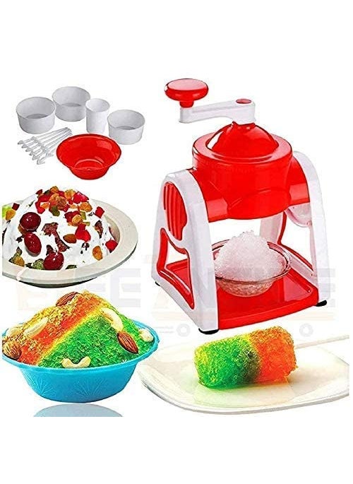 NOBILEA NOBILEA Manual Ice Gola Slush Maker Ice Snow Maker Machine for Home Ice Barf Crusher Cutter Set with 3 Bowl 1 Glass 6 Sticks and 1 Dish Plastic Multicolour  - Image 3