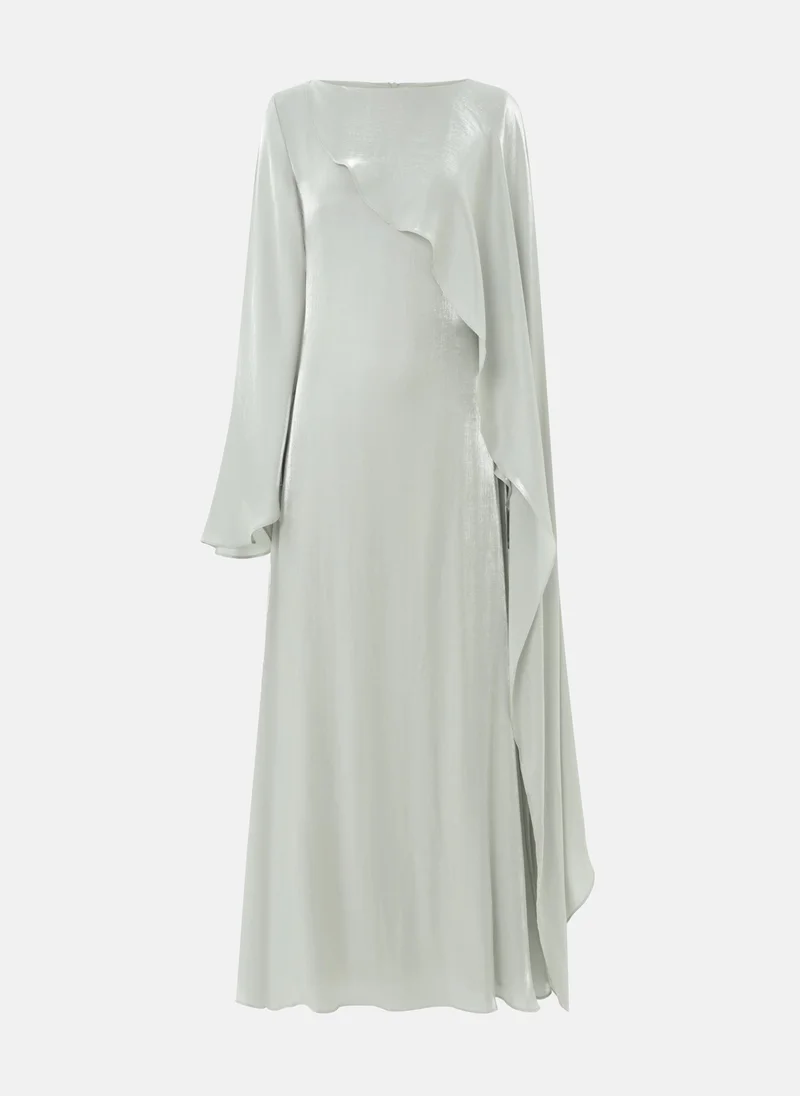 Lichi Textured maxi dress with one shoulder cape