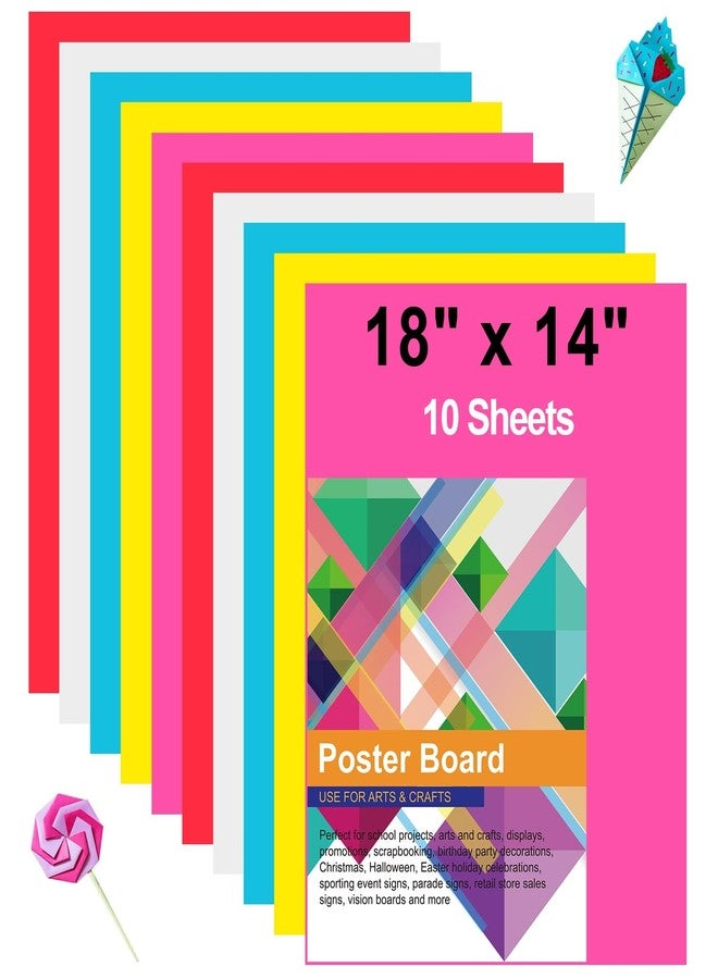 rookea 10 Pcs Poster Board Colorful Paper 14x18, ROOKEA Vision Boards Bulk Blank Graphic Display Posterboard Card Paper for Kids School Classroom Arts Craft Projects Drawing Scrapbooking - Image 1