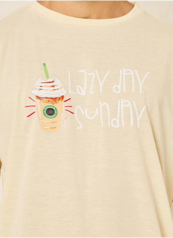 Styli Lazy Day Graphic T-Shirt & Shorts Set
