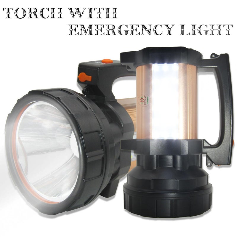 RENMAX RENMAX Strong Bright Torch Powerfull Beam LED Laser Long Beam Range Rechargeable Search Light For Security Emergency Tracking Metal 1Pc 2In1 Torch Emergency Light 800 Lumens  - Image 2