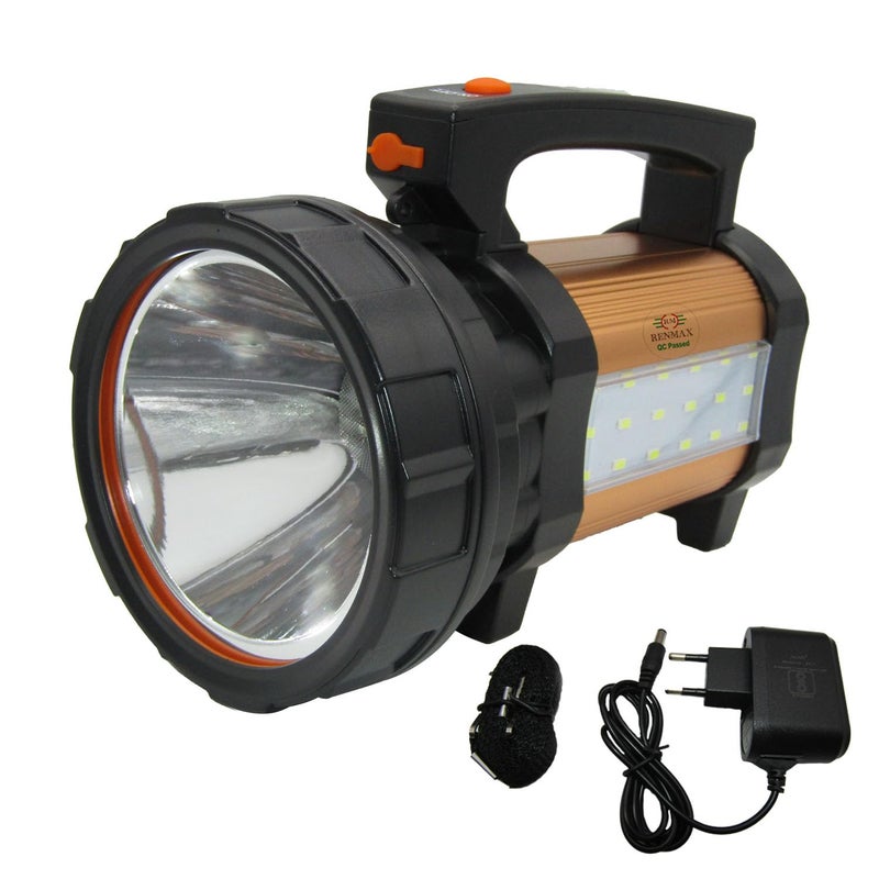 RENMAX RENMAX Strong Bright Torch Powerfull Beam LED Laser Long Beam Range Rechargeable Search Light For Security Emergency Tracking Metal 1Pc 2In1 Torch Emergency Light 800 Lumens  - Image 1