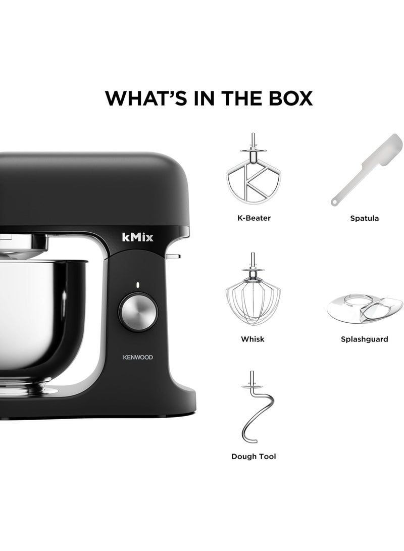 KENWOOD kMix Stand Mixer for Baking, Stylish Kitchen Mixer with K-beater, Dough Hook and Whisk, 5L Stainless Steel Bowl, Removable Splash Guard, 1000 W, Editions KMX751ABK  SLEEK BLACK 5 L 1000 W KMX751ABK Black - Image 2